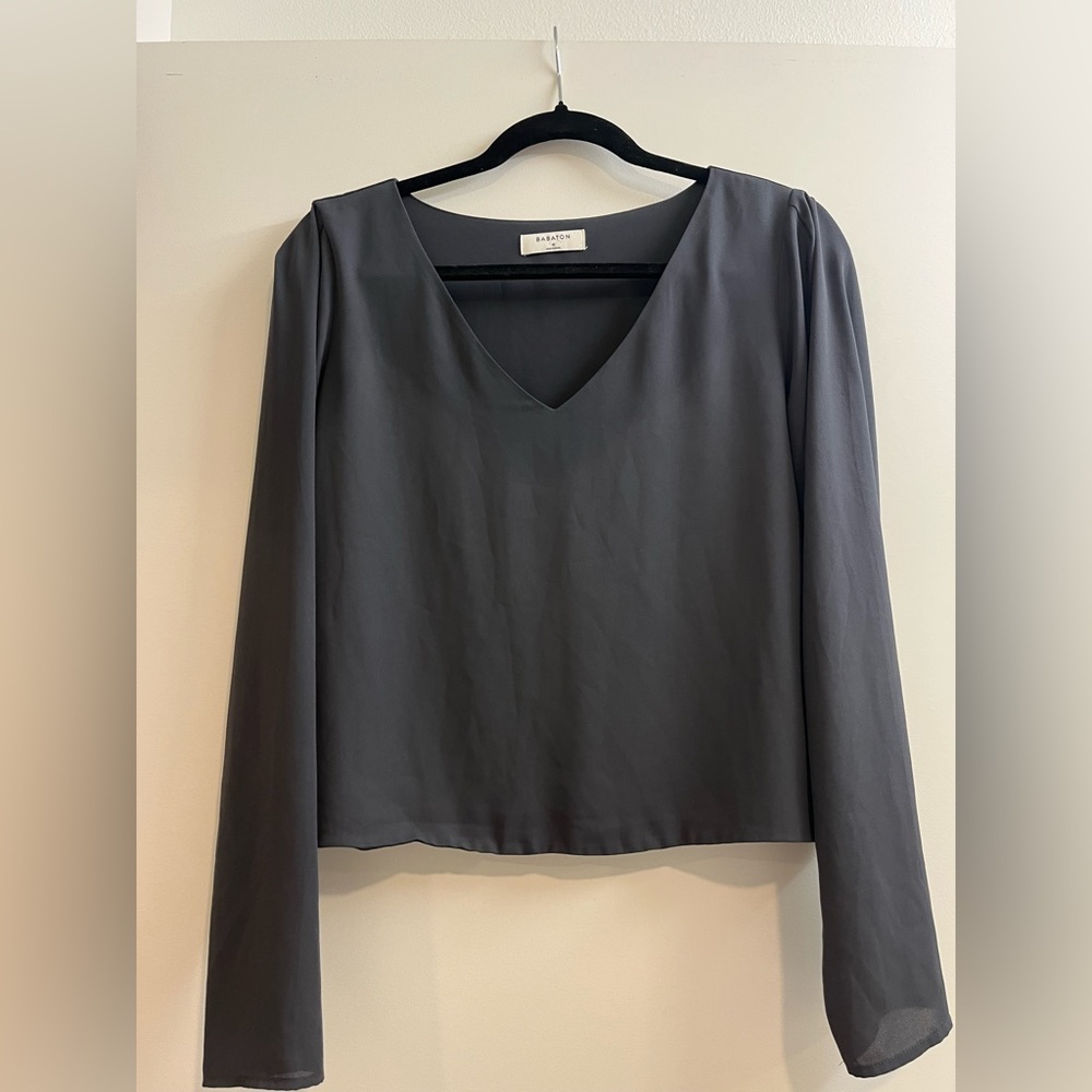 Babaton Charcoal Long Sleeve Blouse
